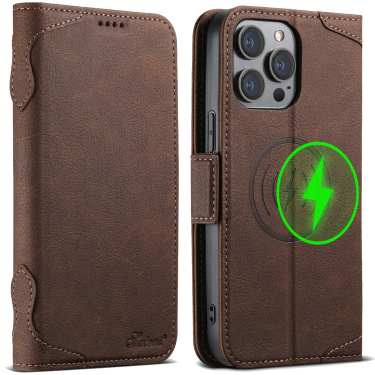 For iPhone 14 Pro Max SUTENI J07 Multifunctional Horizontal Flip Magsafe Leather Phone Case(Brown) - iPhone 14 Pro Max Cases by Suteni | Online Shopping South Africa | PMC Jewellery | Buy Now Pay Later Mobicred