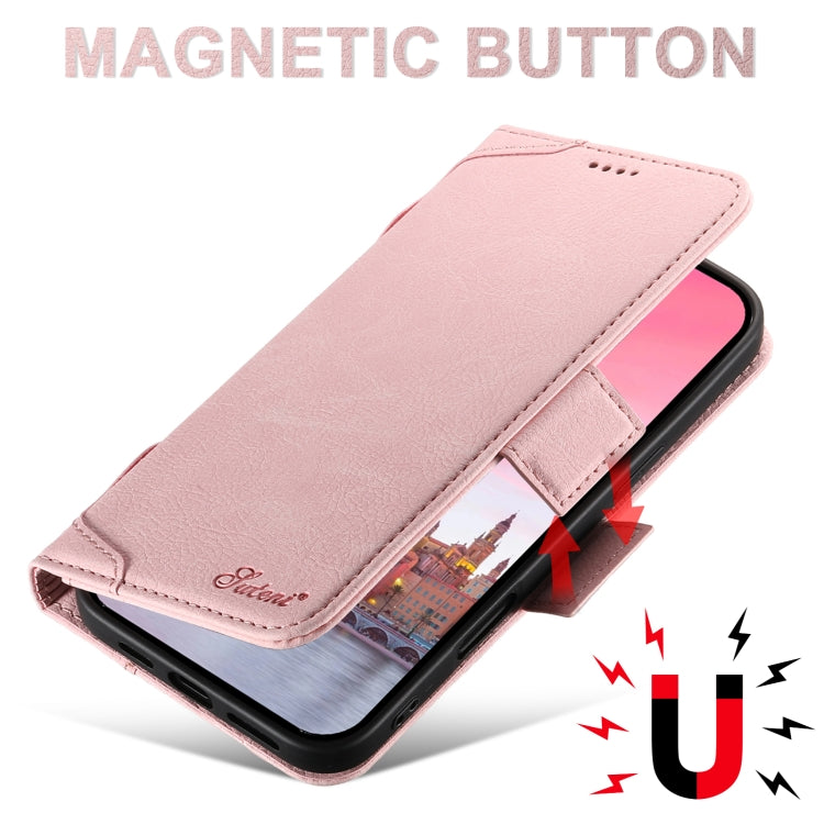 For iPhone 16 SUTENI J07 Multifunctional Horizontal Flip Magsafe Leather Phone Case(Pink) - iPhone 16 Cases by Suteni | Online Shopping South Africa | PMC Jewellery | Buy Now Pay Later Mobicred