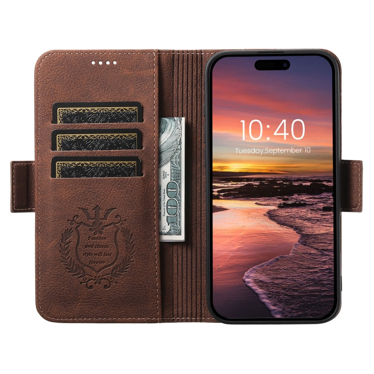 For iPhone 16 Plus SUTENI J07 Multifunctional Horizontal Flip Magsafe Leather Phone Case(Brown) - iPhone 16 Plus Cases by Suteni | Online Shopping South Africa | PMC Jewellery | Buy Now Pay Later Mobicred