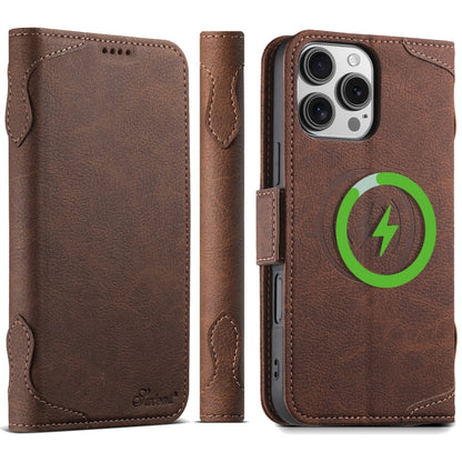 For iPhone 16 Pro Max SUTENI J07 Multifunctional Horizontal Flip Magsafe Leather Phone Case(Brown) - iPhone 16 Pro Max Cases by Suteni | Online Shopping South Africa | PMC Jewellery | Buy Now Pay Later Mobicred