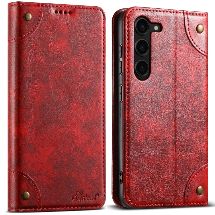 For Samsung Galaxy S24+ 5G Suteni Baroque Calf Texture Buckle Wallet Leather Phone Case(Red) - Galaxy S24+ 5G Cases by Suteni | Online Shopping South Africa | PMC Jewellery | Buy Now Pay Later Mobicred