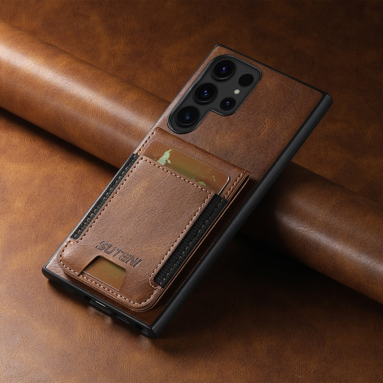 For Samsung Galaxy S24 Ultra 5G Suteni H03 Oil Wax Leather Wallet Stand Back Phone Case(Brown) - Galaxy S24 Ultra 5G Cases by Suteni | Online Shopping South Africa | PMC Jewellery | Buy Now Pay Later Mobicred