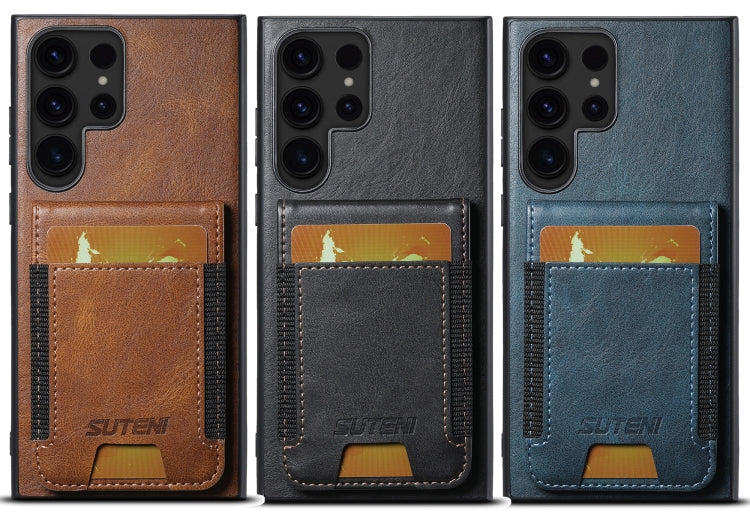 For Samsung Galaxy S24 Ultra 5G Suteni H03 Oil Wax Leather Wallet Stand Back Phone Case(Brown) - Galaxy S24 Ultra 5G Cases by Suteni | Online Shopping South Africa | PMC Jewellery | Buy Now Pay Later Mobicred