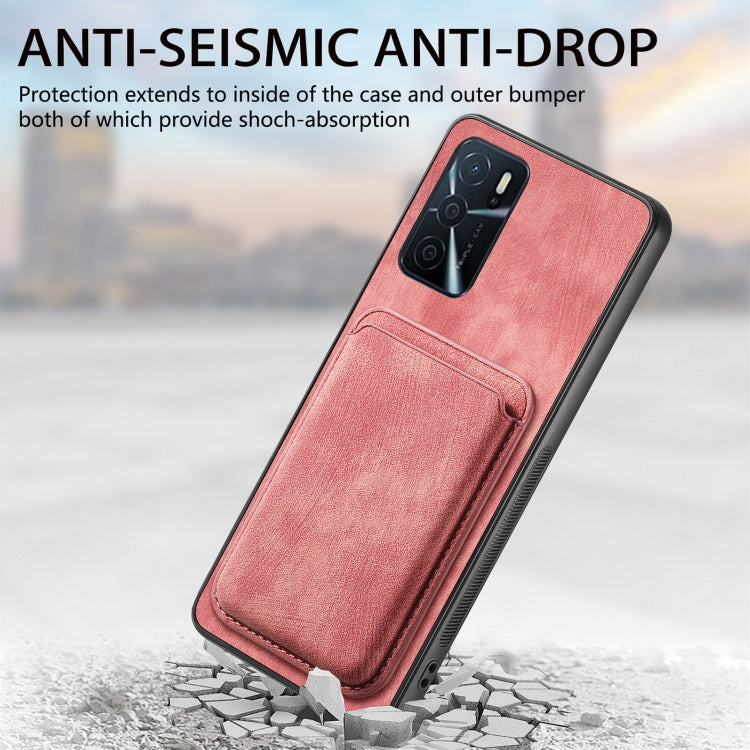 For OPPO A78 4G Retro Leather Card Bag Magnetic Phone Case(Pink) - OPPO Cases by PMC TechLife | Online Shopping South Africa | PMC TechLife | Buy Now Pay Later Mobicred
