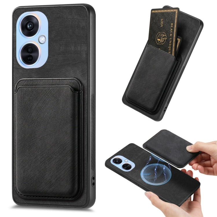 For OPPO K11X 5G Retro Leather Card Bag Magnetic Phone Case(Black) - OPPO Cases by PMC TechLife | Online Shopping South Africa | PMC TechLife | Buy Now Pay Later Mobicred