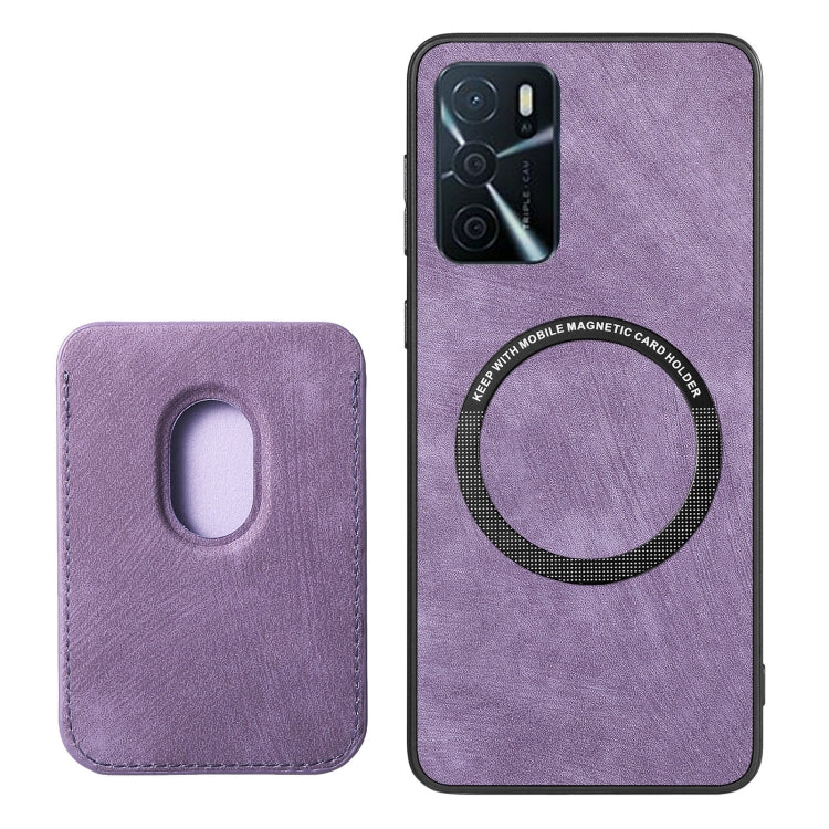 For OPPO A1 5G Retro Leather Card Bag Magnetic Phone Case(Purple) - OPPO Cases by PMC Jewellery | Online Shopping South Africa | PMC Jewellery | Buy Now Pay Later Mobicred