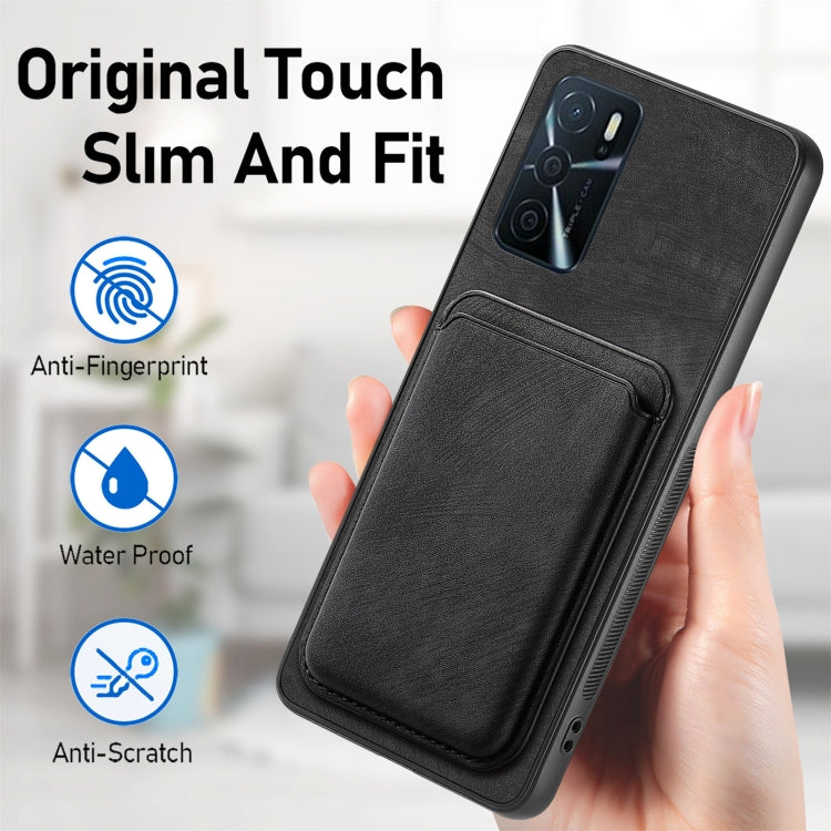 For OPPO Reno8 T 4G Retro Leather Card Bag Magnetic Phone Case(Black) - OPPO Cases by PMC Jewellery | Online Shopping South Africa | PMC Jewellery | Buy Now Pay Later Mobicred