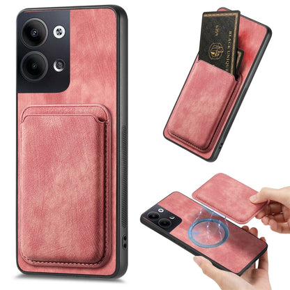 For OPPO Reno9 5G Retro Leather Card Bag Magnetic Phone Case(Pink) - OPPO Cases by PMC Jewellery | Online Shopping South Africa | PMC Jewellery | Buy Now Pay Later Mobicred