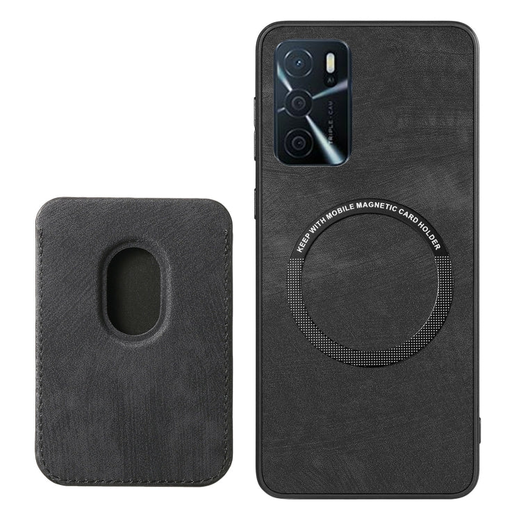 For OPPO A17 Retro Leather Card Bag Magnetic Phone Case(Black) - OPPO Cases by PMC TechLife | Online Shopping South Africa | PMC TechLife | Buy Now Pay Later Mobicred