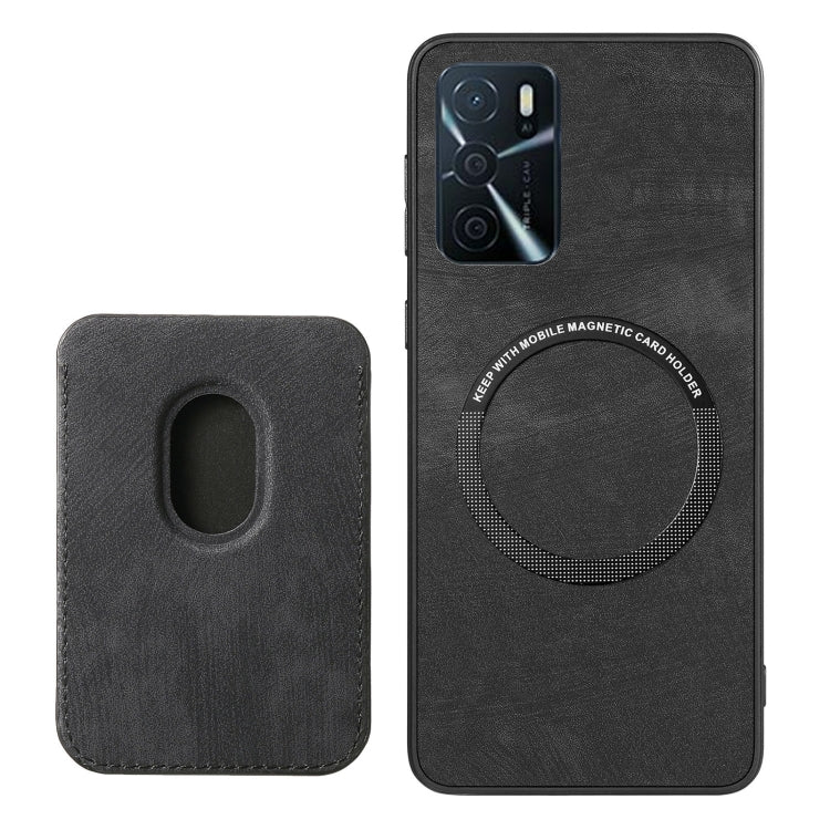For OPPO A17 Retro Leather Card Bag Magnetic Phone Case(Black) - OPPO Cases by PMC Jewellery | Online Shopping South Africa | PMC Jewellery | Buy Now Pay Later Mobicred