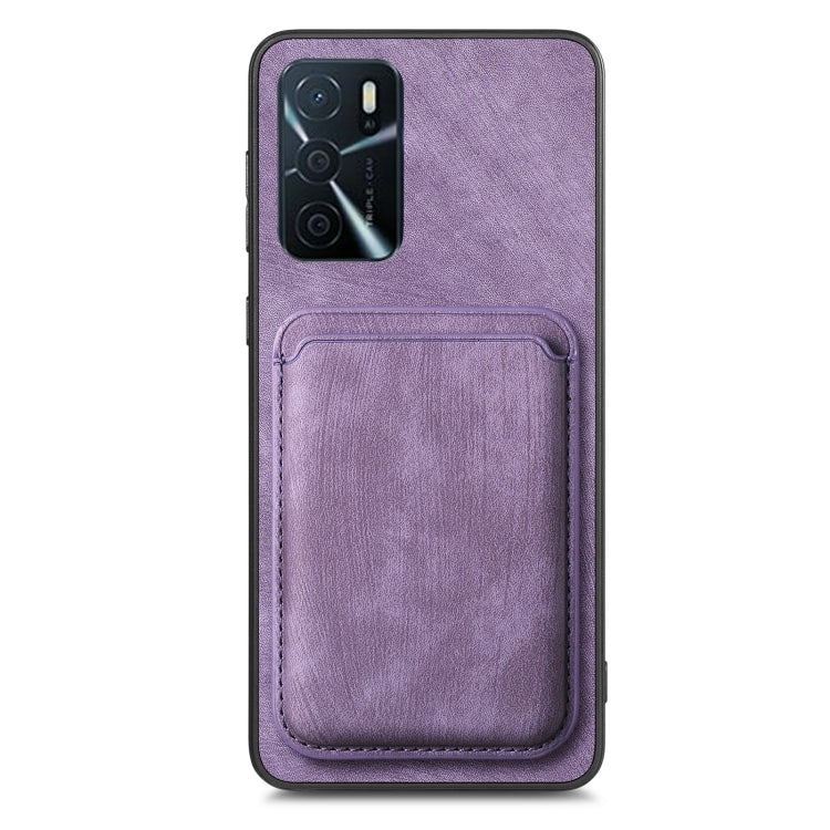 For OPPO Reno8 Pro 5G Retro Leather Card Bag Magnetic Phone Case(Purple) - OPPO Cases by PMC Jewellery | Online Shopping South Africa | PMC Jewellery | Buy Now Pay Later Mobicred