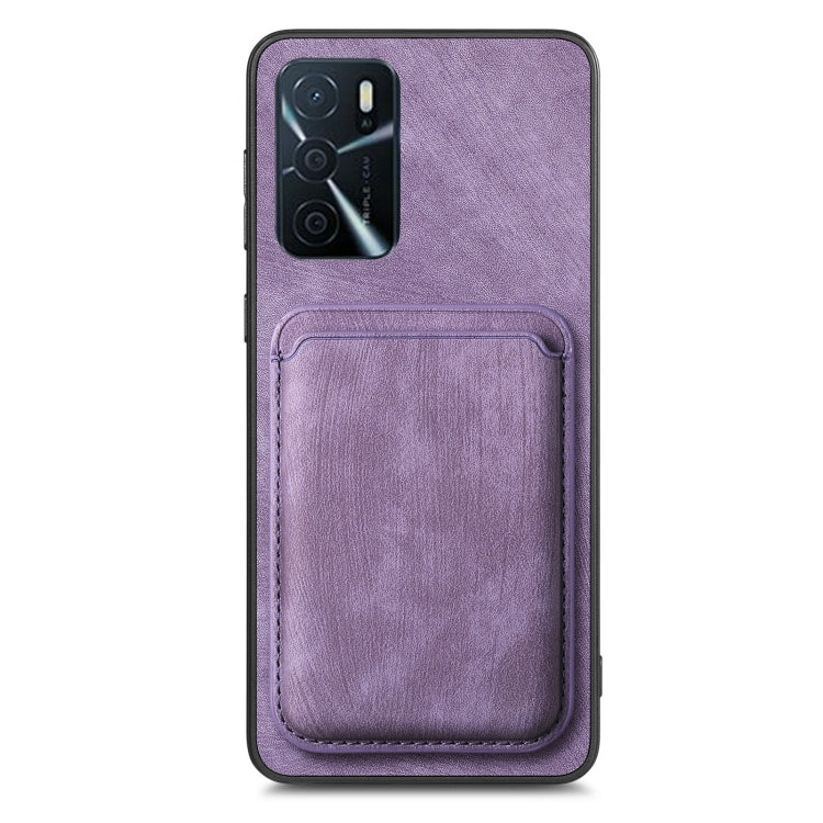 For OPPO Reno7 4G Retro Leather Card Bag Magnetic Phone Case(Purple) - OPPO Cases by PMC TechLife | Online Shopping South Africa | PMC TechLife | Buy Now Pay Later Mobicred