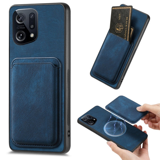 For OPPO Find X5 Retro Leather Card Bag Magnetic Phone Case(Blue) - OPPO Cases by PMC Jewellery | Online Shopping South Africa | PMC Jewellery | Buy Now Pay Later Mobicred