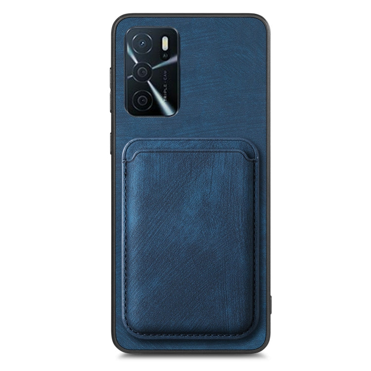 For OPPO Reno7 5G Retro Leather Card Bag Magnetic Phone Case(Blue) - OPPO Cases by PMC Jewellery | Online Shopping South Africa | PMC Jewellery | Buy Now Pay Later Mobicred