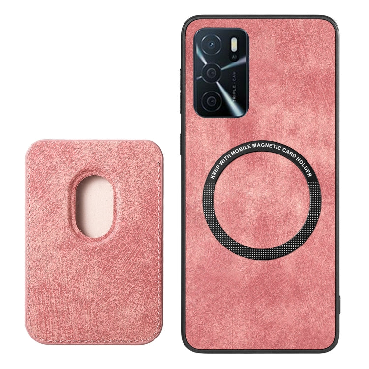 For OPPO Reno7 5G Retro Leather Card Bag Magnetic Phone Case(Pink) - OPPO Cases by PMC TechLife | Online Shopping South Africa | PMC TechLife | Buy Now Pay Later Mobicred