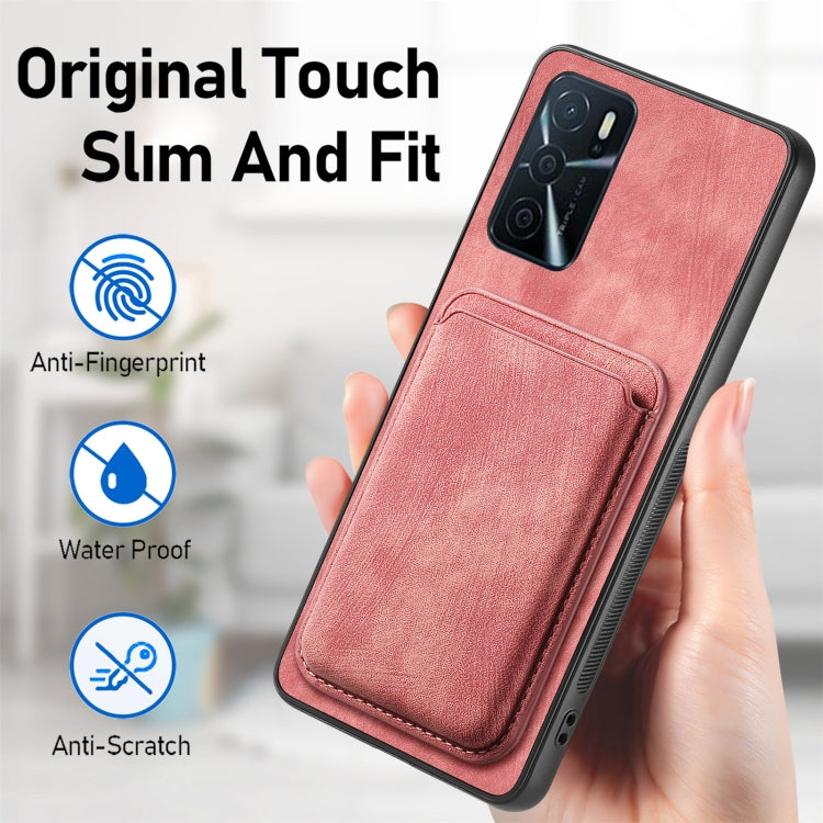 For OPPO Reno7 5G Retro Leather Card Bag Magnetic Phone Case(Pink) - OPPO Cases by PMC TechLife | Online Shopping South Africa | PMC TechLife | Buy Now Pay Later Mobicred