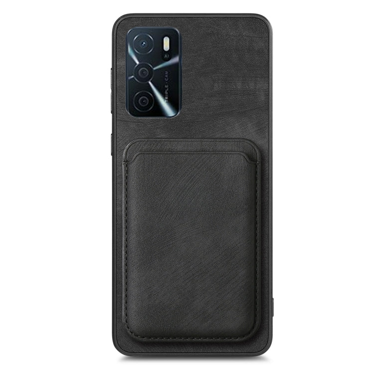 For OPPO A16K Retro Leather Card Bag Magnetic Phone Case(Black) - OPPO Cases by PMC TechLife | Online Shopping South Africa | PMC TechLife | Buy Now Pay Later Mobicred
