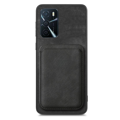 For OPPO Reno6 Pro+ Retro Leather Card Bag Magnetic Phone Case(Black) - OPPO Cases by PMC Jewellery | Online Shopping South Africa | PMC Jewellery | Buy Now Pay Later Mobicred