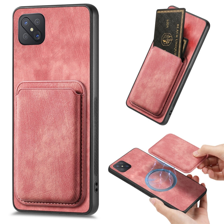 For OPPO A92S Retro Leather Card Bag Magnetic Phone Case(Pink) - OPPO Cases by PMC TechLife | Online Shopping South Africa | PMC TechLife | Buy Now Pay Later Mobicred