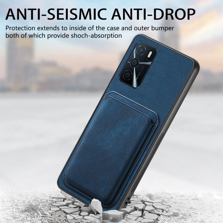 For OPPO A5 Retro Leather Card Bag Magnetic Phone Case(Blue) - OPPO Cases by PMC TechLife | Online Shopping South Africa | PMC TechLife | Buy Now Pay Later Mobicred