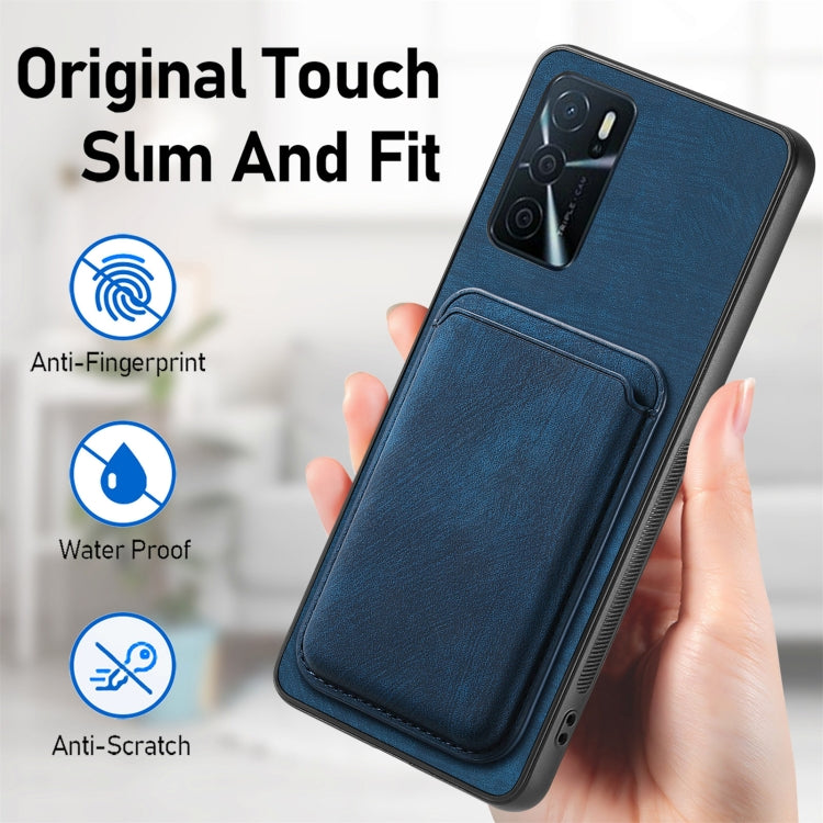 For OPPO A5 Retro Leather Card Bag Magnetic Phone Case(Blue) - OPPO Cases by PMC TechLife | Online Shopping South Africa | PMC TechLife | Buy Now Pay Later Mobicred