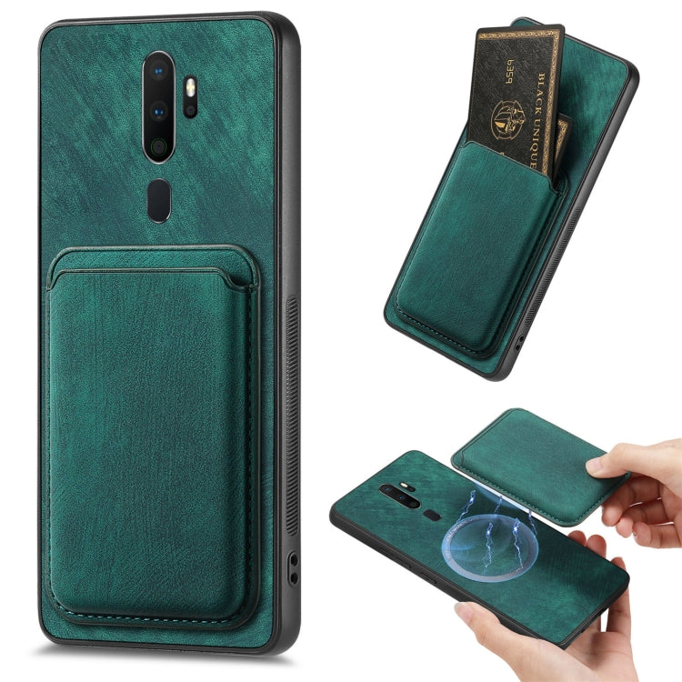 For OPPO A5 Retro Leather Card Bag Magnetic Phone Case(Green) - OPPO Cases by PMC TechLife | Online Shopping South Africa | PMC TechLife | Buy Now Pay Later Mobicred