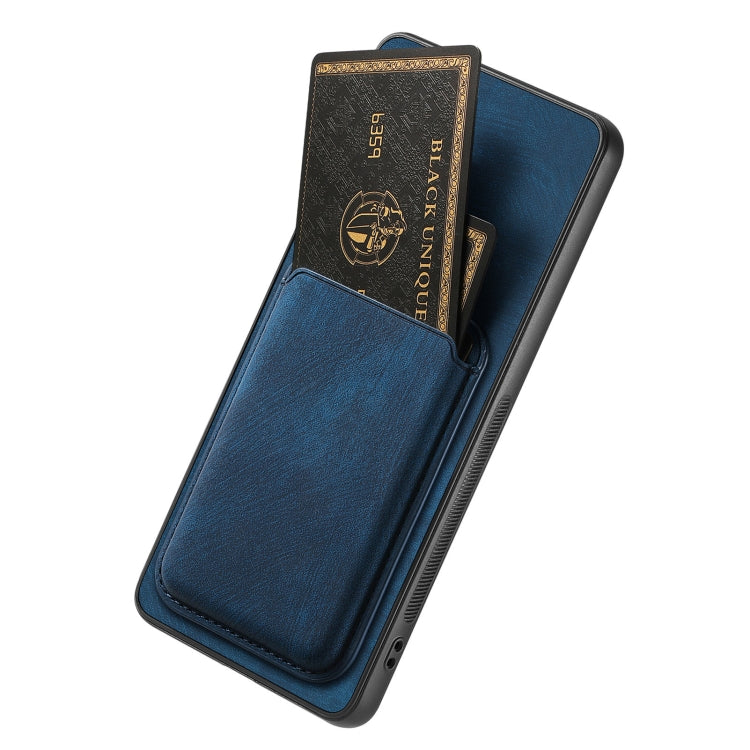 For OPPO A7/A12 Retro Leather Card Bag Magnetic Phone Case(Blue) - OPPO Cases by PMC TechLife | Online Shopping South Africa | PMC TechLife | Buy Now Pay Later Mobicred