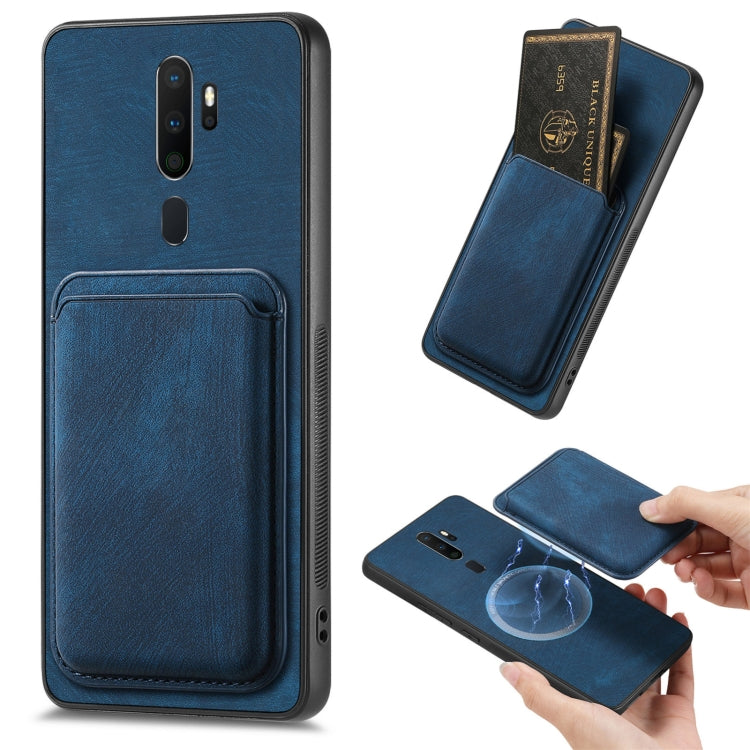 For OPPO A9 2020 / A5 2020 Retro Leather Card Bag Magnetic Phone Case(Blue) - OPPO Cases by PMC TechLife | Online Shopping South Africa | PMC TechLife | Buy Now Pay Later Mobicred