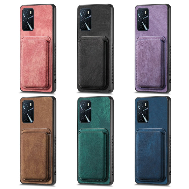 For OPPO A16 Retro Leather Card Bag Magnetic Phone Case(Purple) - OPPO Cases by PMC Jewellery | Online Shopping South Africa | PMC Jewellery | Buy Now Pay Later Mobicred