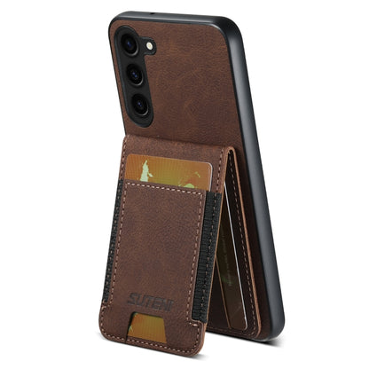 For Samsuny Galaxy S24+ 5G Suteni H03 Litchi Leather Card Bag Stand Back Phone Case(Brown) - Galaxy S24+ 5G Cases by Suteni | Online Shopping South Africa | PMC Jewellery | Buy Now Pay Later Mobicred