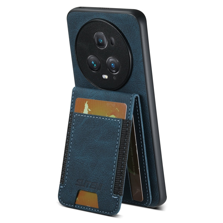 For Honor Magic6 Pro Suteni H03 Litchi Leather Card Bag Stand Back Phone Case(Blue) - Honor Cases by Suteni | Online Shopping South Africa | PMC Jewellery | Buy Now Pay Later Mobicred