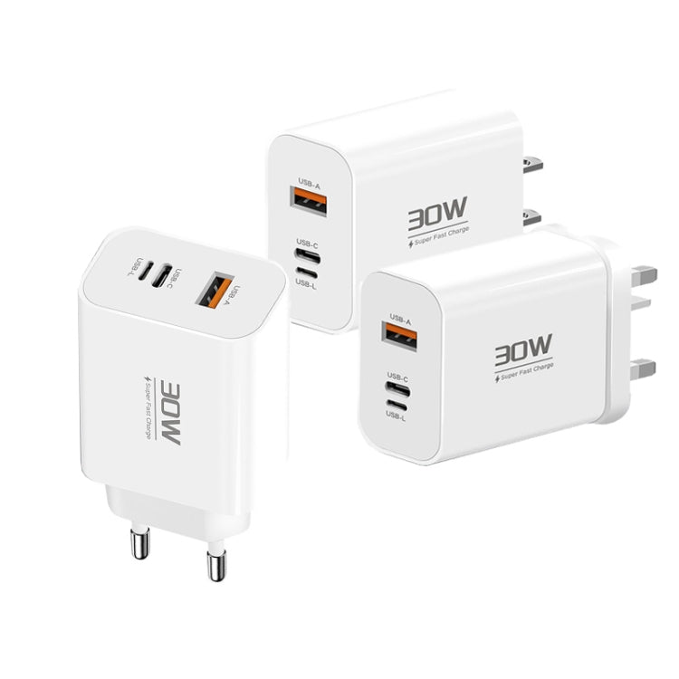 PD30W USB-C / Type-C + 8 Pin + USB-A Reverse Charger Suitable for iPhone Series(UK Plug) - free shipping - PMC Jewellery - Order now!