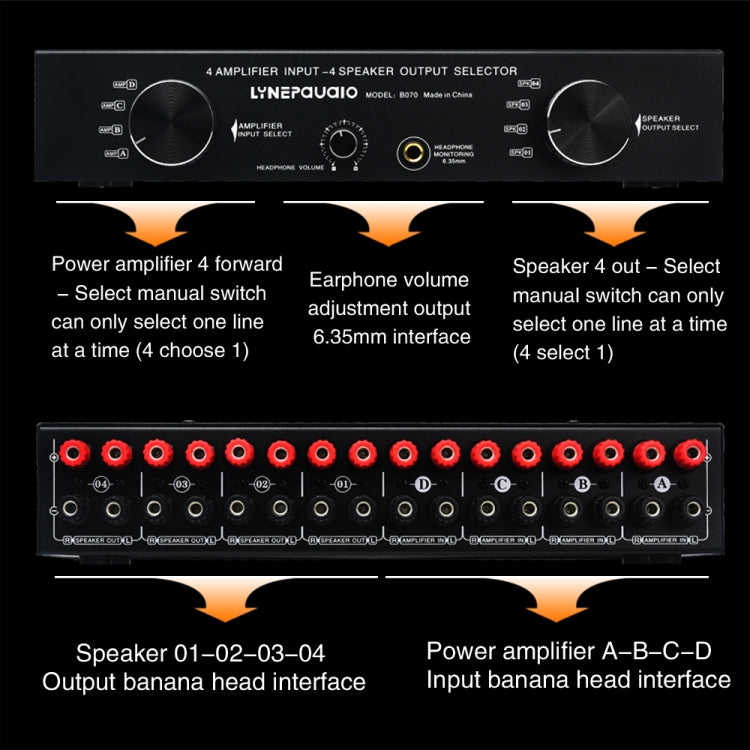 B070 4 Input 4 Ooutput Power Amplifier Speaker Selector Switcher Speaker Comparator -  by PMC TechLife | Online Shopping South Africa | PMC TechLife | Buy Now Pay Later Mobicred