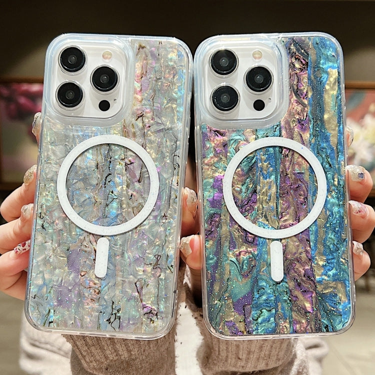 For iPhone 13 / 14 Shell Texture Multicolor MagSafe TPU Phone Case(Purple) - iPhone 14 Cases by PMC TechLife | Online Shopping South Africa | PMC TechLife