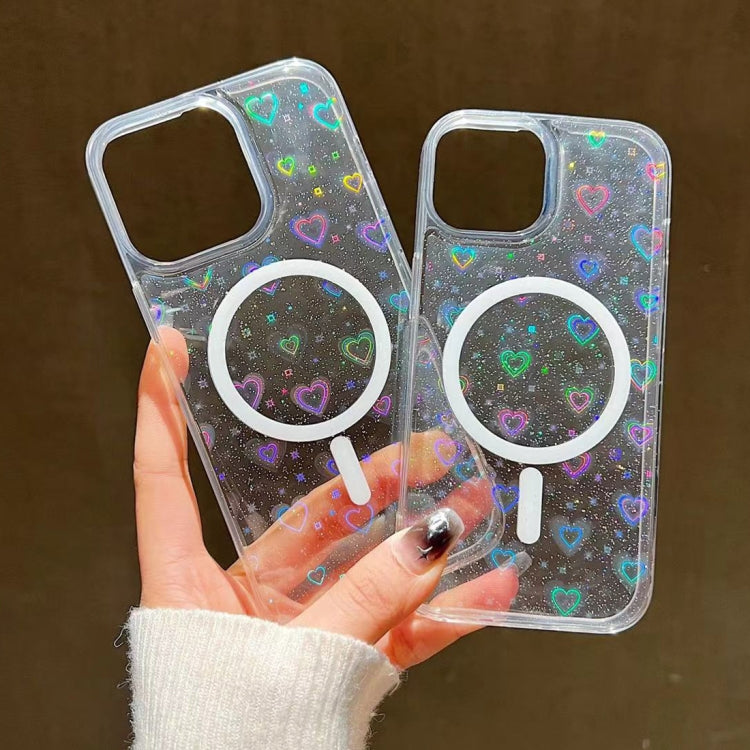For iPhone 14 Plus Laser Love MagSafe TPU Phone Case(Transparent) - iPhone 14 Plus Cases by PMC TechLife | Online Shopping South Africa | PMC TechLife