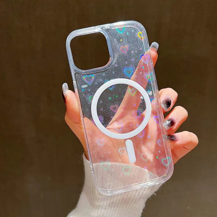 For iPhone 12 Pro Max Laser Love MagSafe TPU Phone Case(Transparent) - iPhone 12 Pro Max Cases by PMC TechLife | Online Shopping South Africa | PMC TechLife