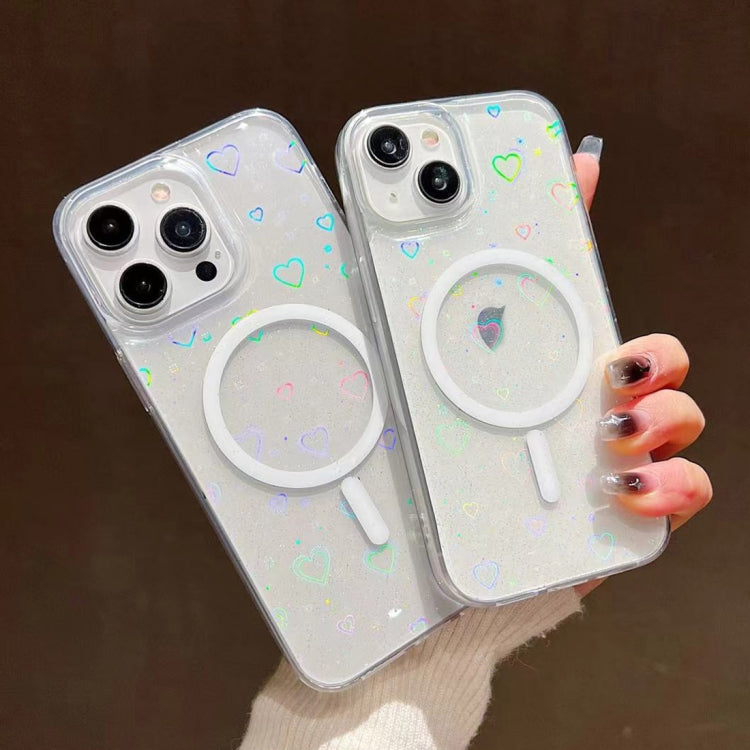For iPhone 14 Plus Laser Love MagSafe TPU Phone Case(Transparent) - iPhone 14 Plus Cases by PMC TechLife | Online Shopping South Africa | PMC TechLife