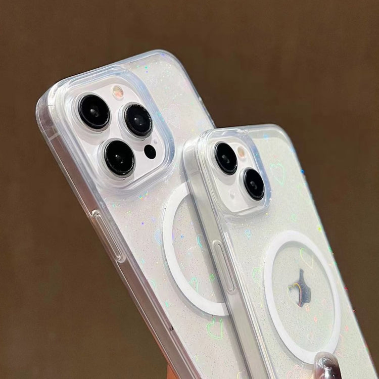For iPhone 15 Pro Laser Love MagSafe TPU Phone Case(Transparent) - iPhone 15 Pro Cases by PMC TechLife | Online Shopping South Africa | PMC TechLife