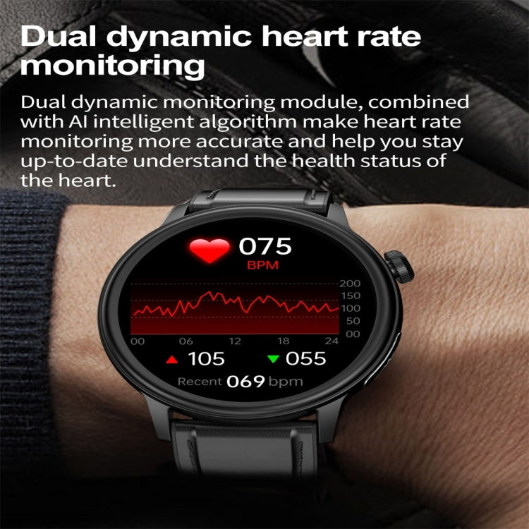 ET470 1.39 inch Color Screen Smart Watch Leather Strap, Support Bluetooth Call / ECG(Brown) - Smart Watches by PMC TechLife | Online Shopping South Africa | PMC TechLife