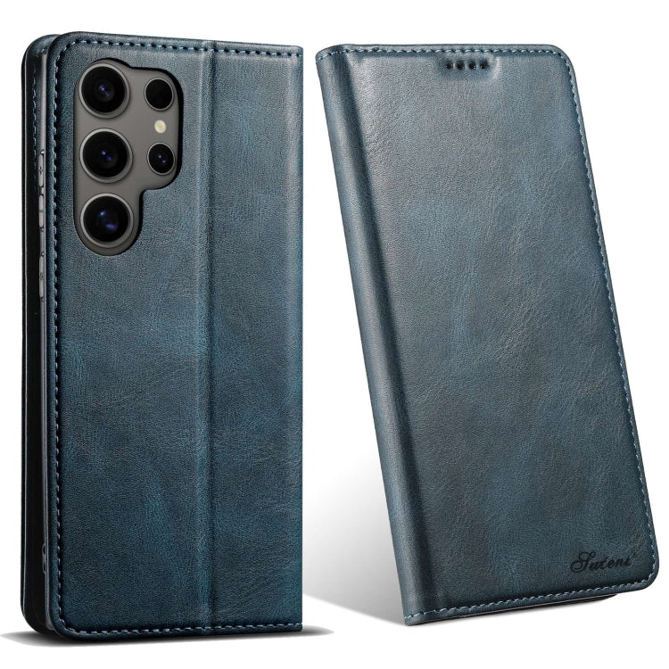 For Samsung Galaxy S24 Ultra 5G Suteni J02 Oil Wax Wallet Leather Phone Case(Blue) - Galaxy S24 Ultra 5G Cases by Suteni | Online Shopping South Africa | PMC Jewellery | Buy Now Pay Later Mobicred