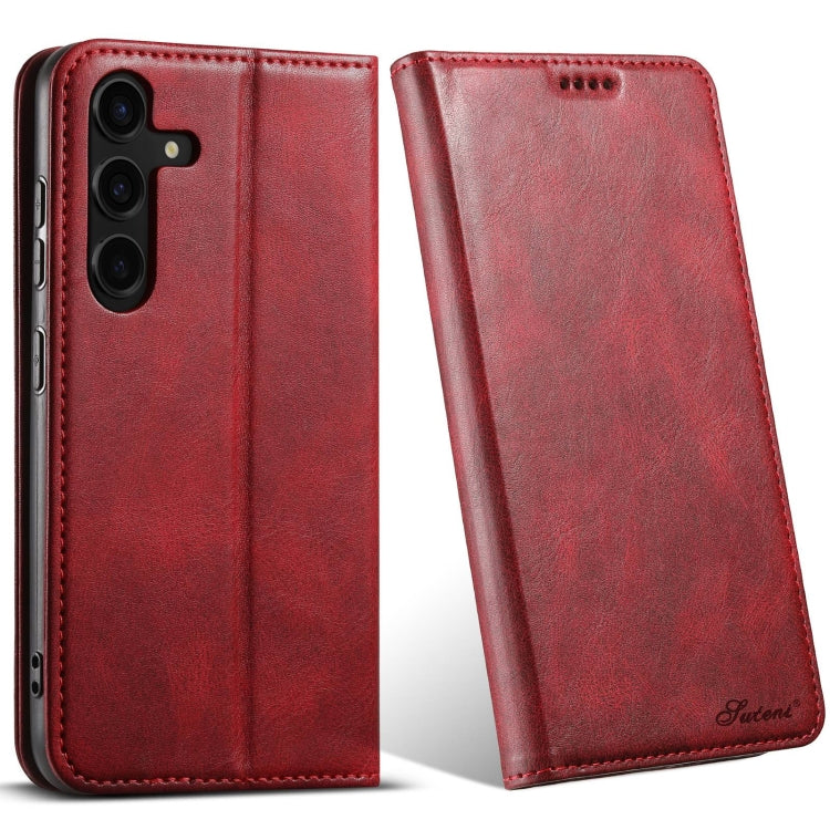 For Samsung Galaxy S24+ 5G Suteni J02 Oil Wax Wallet Leather Phone Case(Red) - Galaxy S24+ 5G Cases by Suteni | Online Shopping South Africa | PMC Jewellery | Buy Now Pay Later Mobicred