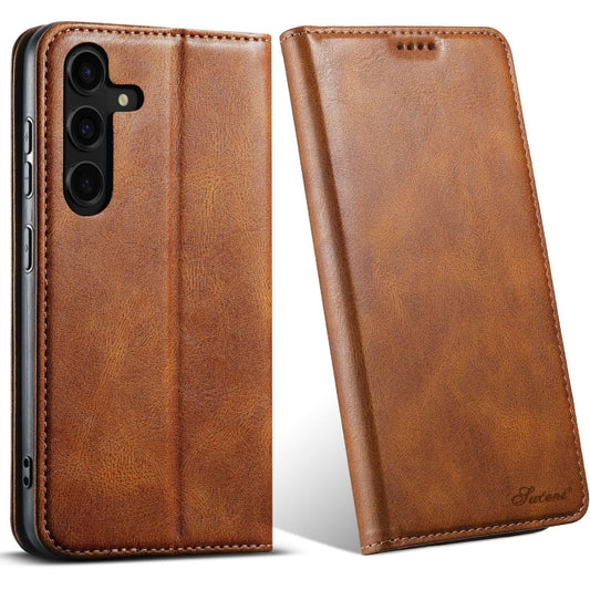 For Samsung Galaxy S24 5G Suteni J02 Oil Wax Wallet Leather Phone Case(Brown) - Galaxy S24 5G Cases by Suteni | Online Shopping South Africa | PMC Jewellery | Buy Now Pay Later Mobicred