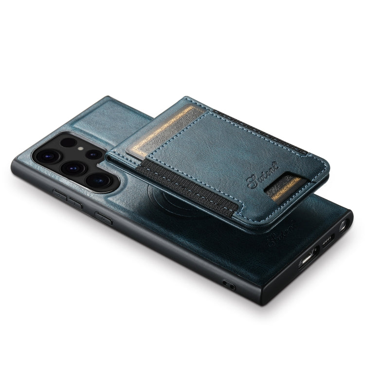 For Samsung Galaxy S22 Ultra 5G Suteni H17 Oil Eax Leather Detachable Wallet Phone Case(Blue) - Galaxy S22 Ultra 5G Cases by Suteni | Online Shopping South Africa | PMC Jewellery | Buy Now Pay Later Mobicred