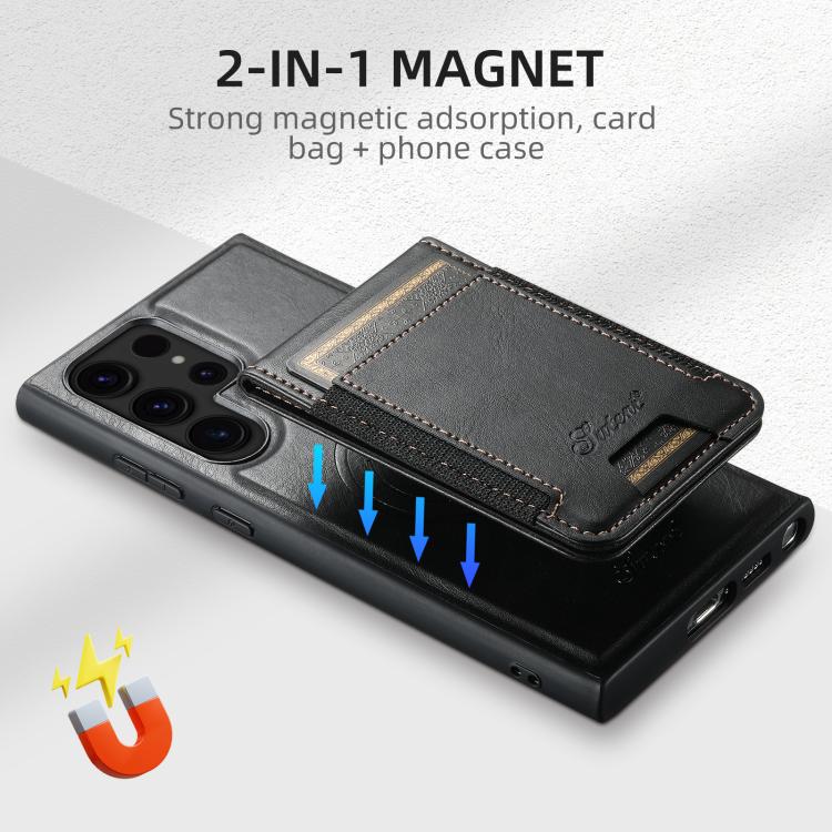 For Samsung Galaxy S25+ 5G Suteni H17 Oil Eax Leather MagSafe Detachable Wallet Phone Case(Black) - Galaxy S25+ 5G Cases by Suteni | Online Shopping South Africa | PMC Jewellery | Buy Now Pay Later Mobicred