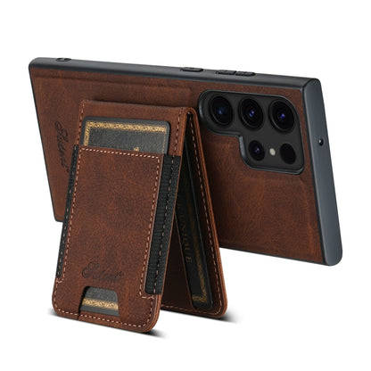 For Samsung Galaxy S24 Ultra 5G Suteni H17 Litchi Texture Leather Detachable Wallet Phone Case(Brown) - Galaxy S24 Ultra 5G Cases by Suteni | Online Shopping South Africa | PMC Jewellery | Buy Now Pay Later Mobicred