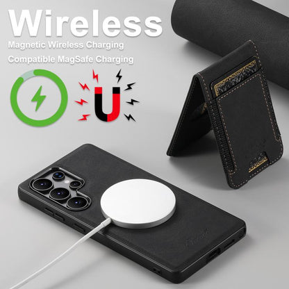 For Samsung Galaxy S25+ 5G Suteni H17 Litchi Texture Leather MagSafe Detachable Wallet Phone Case(Black) - Galaxy S25+ 5G Cases by Suteni | Online Shopping South Africa | PMC Jewellery | Buy Now Pay Later Mobicred