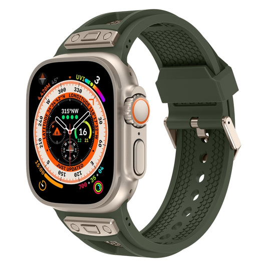 For Apple Watch Ultra 2 49mm Breathable Stainless Steel Mesh TPU Watch Band(Green Titanium) - Watch Bands by PMC Jewellery | Online Shopping South Africa | PMC Jewellery