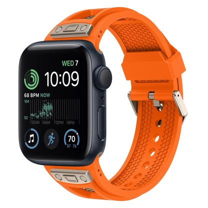 For Apple Watch SE 2022 44mm Breathable Stainless Steel Mesh TPU Watch Band(Orange Titanium) - Watch Bands by PMC Jewellery | Online Shopping South Africa | PMC Jewellery