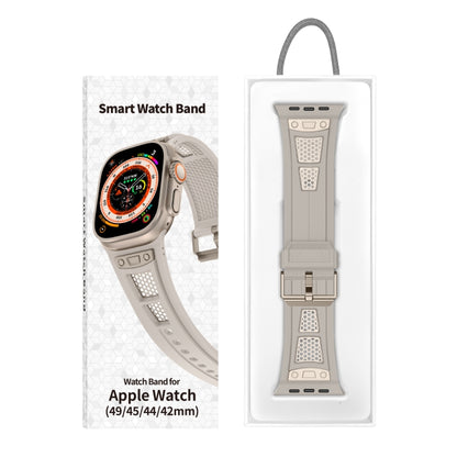 For Apple Watch SE 2022 44mm Breathable Stainless Steel Mesh TPU Watch Band(Starlight Titanium) - Watch Bands by PMC Jewellery | Online Shopping South Africa | PMC Jewellery