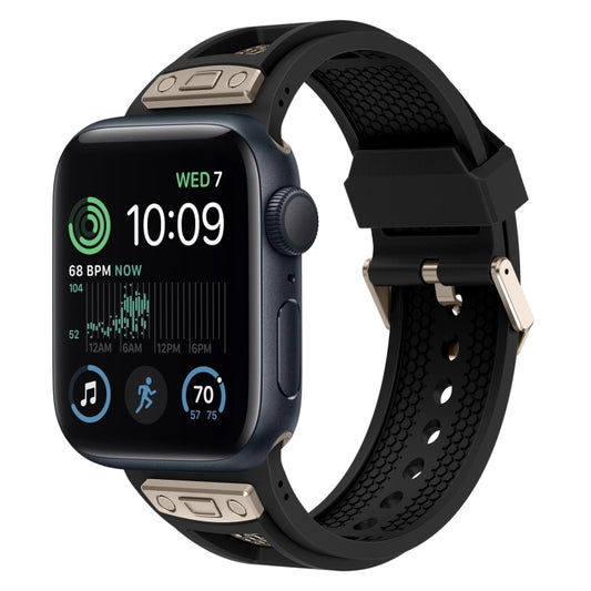 For Apple Watch SE 2022 44mm Breathable Stainless Steel Mesh TPU Watch Band(Black Titanium) - Watch Bands by PMC Jewellery | Online Shopping South Africa | PMC Jewellery
